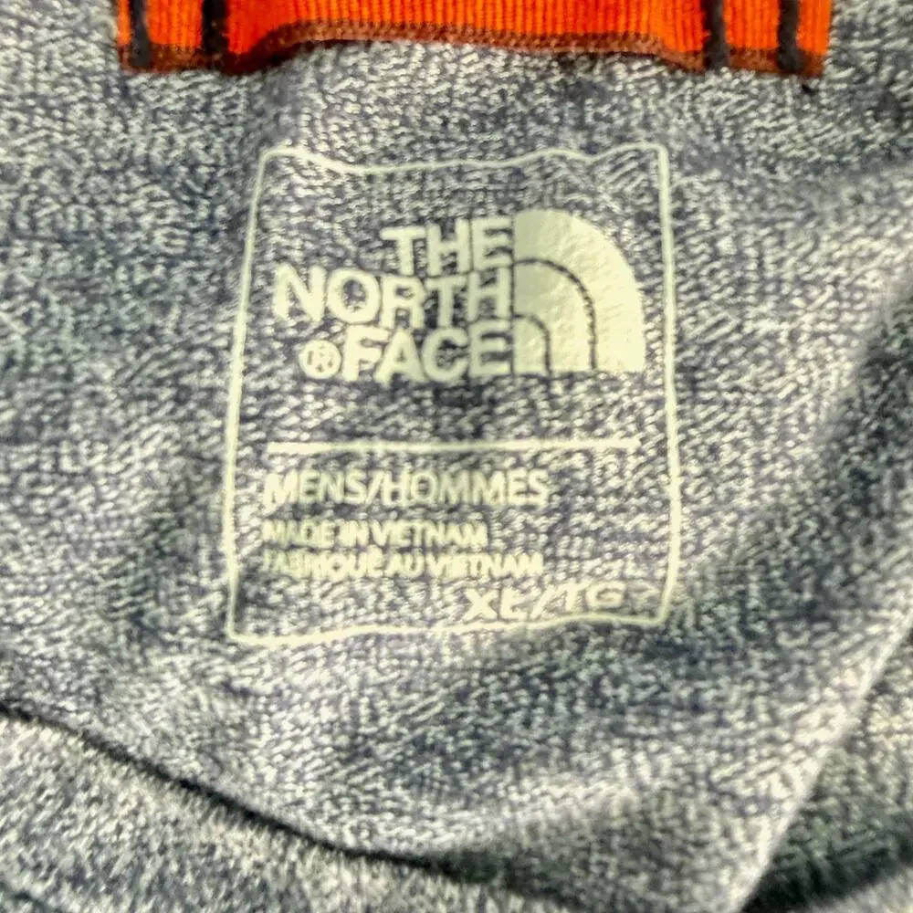 The North Face Men's XL Long Sleeve Shirt Blue Heathered Orange Shoulders